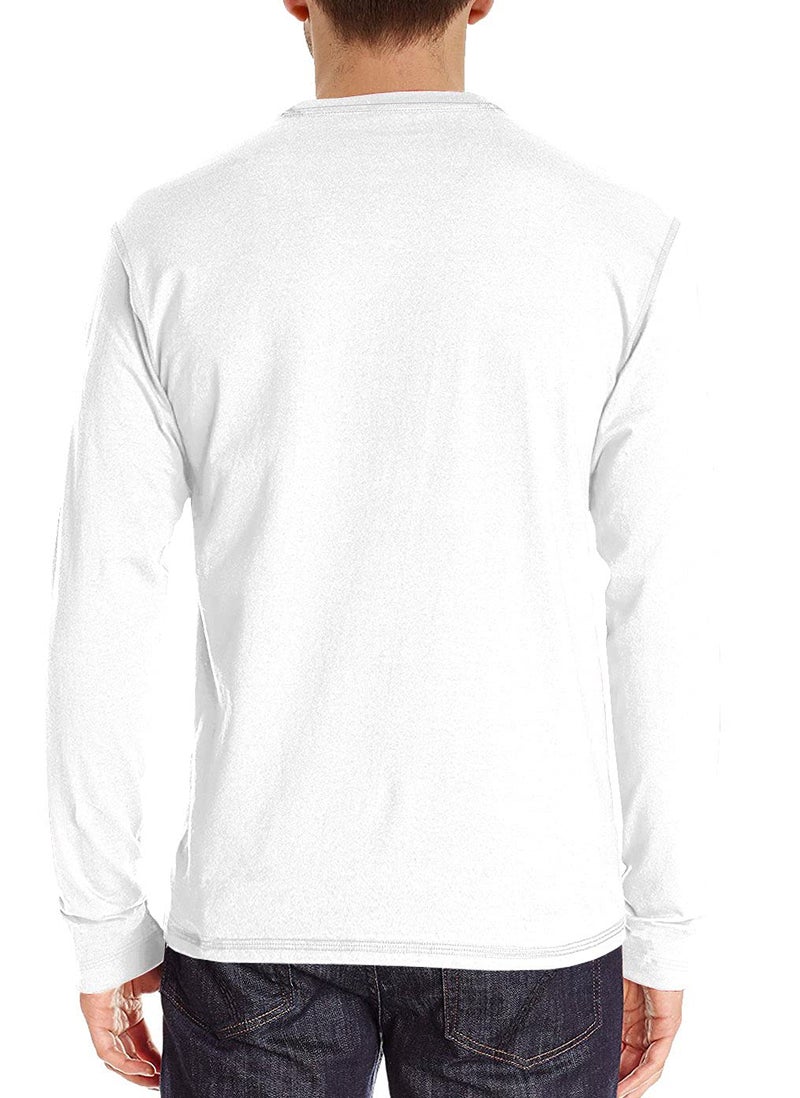 NITAGUT Mens Fashion Casual Front Placket Basic Long Sleeve Henley T-Shirts (M, White) - Image 2